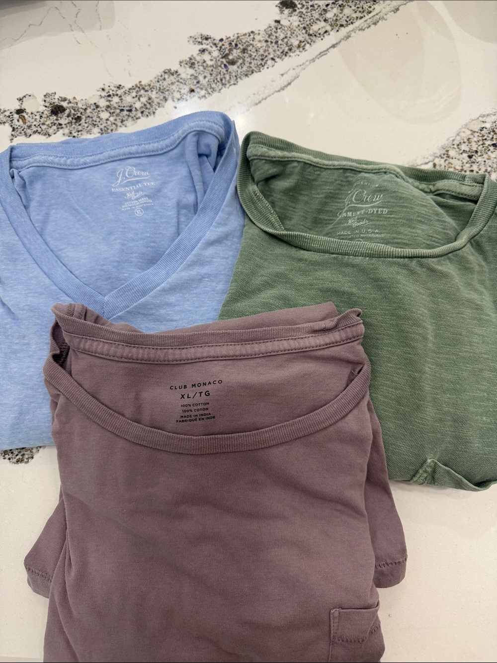 Men’s Club Monaco, J Crew Trio of Mauve, Light Blue and Sage Crew Tees